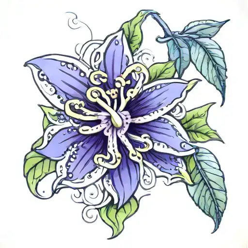 passion flower banner tattoo design idea