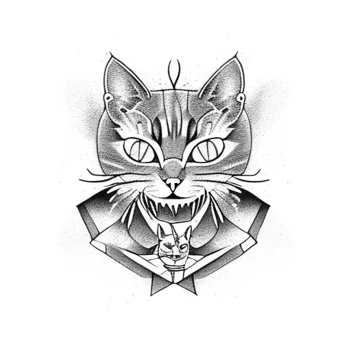 Cat and Demon tattoo design idea
