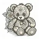 teddy bear holding tattoo design idea