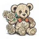 teddy bear holding tattoo design idea