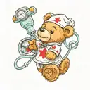 nurse teddy bear tattoo design idea