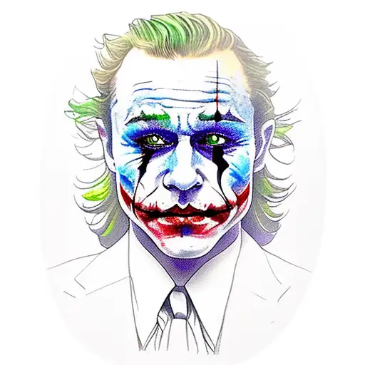 heath ledger joker smiling saying why so serious?? tattoo design idea