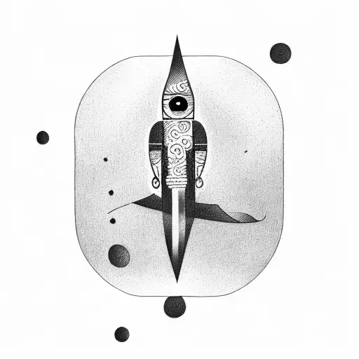 3 men floating off into space each holding an umbrella with curved handle tattoo design idea