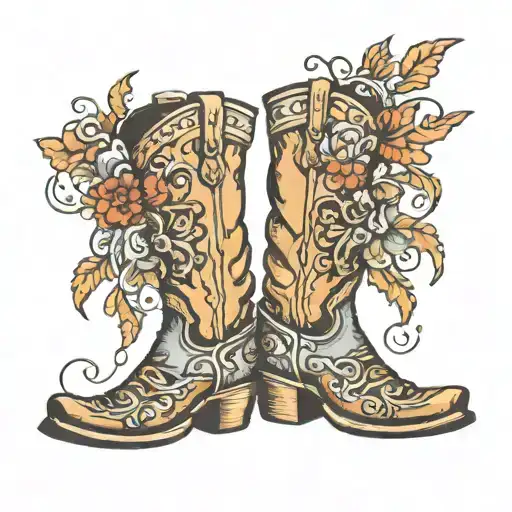 cowboy boots with spurs tattoo design idea