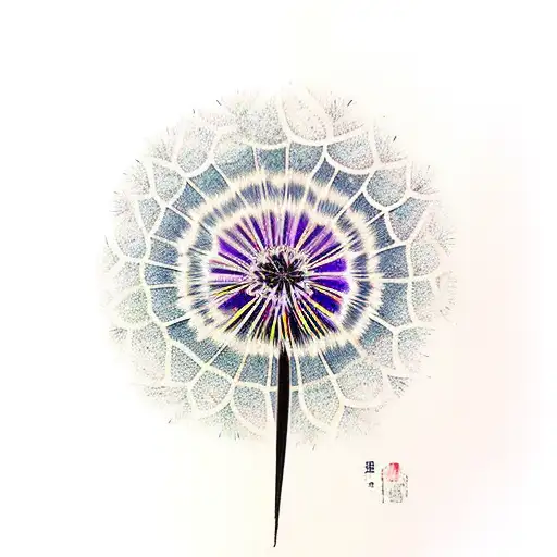 Violet,aster and dandelion flower  tattoo design idea