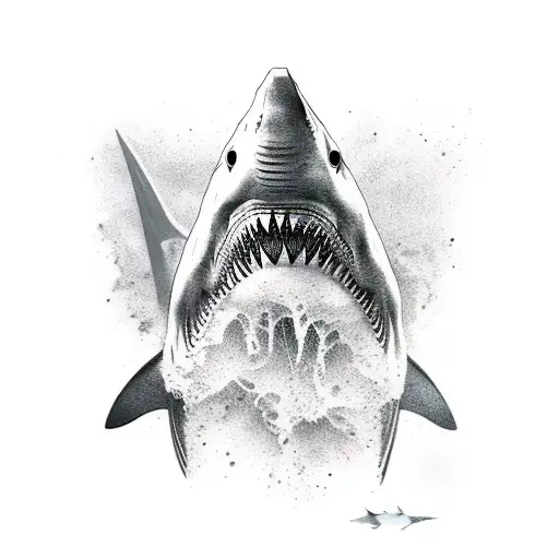 Realism "Shark Shadow" Tattoo Idea BlackInk AI