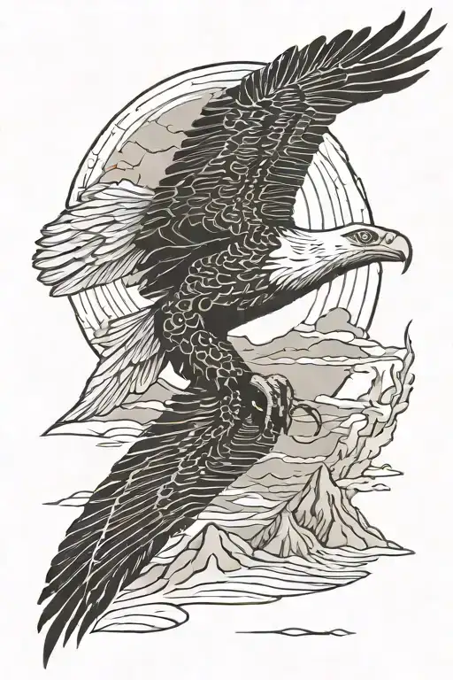 eagle soaring Sand dunes tattoo design idea