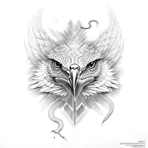 shamanic eagle woman snake kolibrie jaguar tattoo design idea