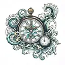 clock in water with both Gemini and Scorpio zodiac sign tattoo design idea