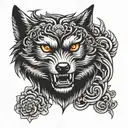 wolf face tattoo design idea