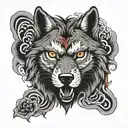wolf face tattoo design idea