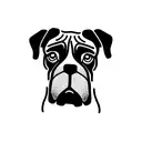 boxer dog fine line tattoo design idea