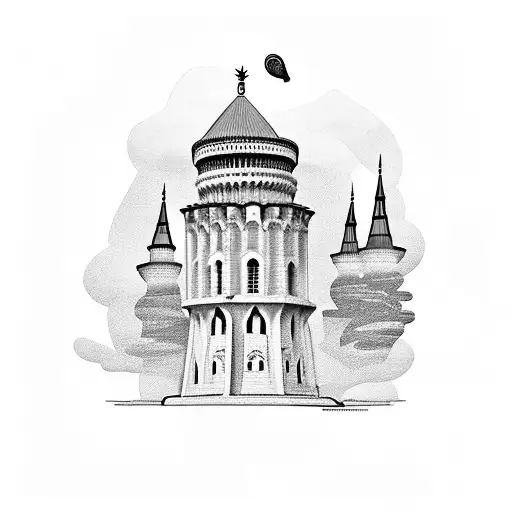 Maiden's Tower from Istanbul and a landmark from England  tattoo design idea