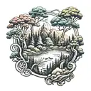 forest landscape with hidden tattoo design idea