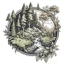 forest landscape with hidden tattoo design idea