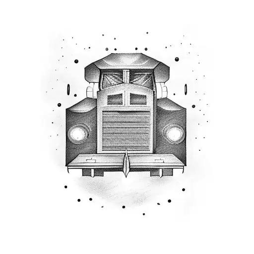 big tractor trailer with calligraphy of BOB tattoo design idea