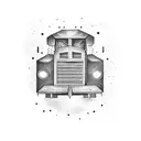 big tractor trailer with calligraphy of BOB tattoo design idea