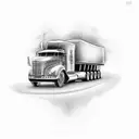 big tractor trailer with calligraphy of BOB tattoo design idea