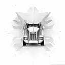 big tractor trailer with calligraphy of BOB tattoo design idea