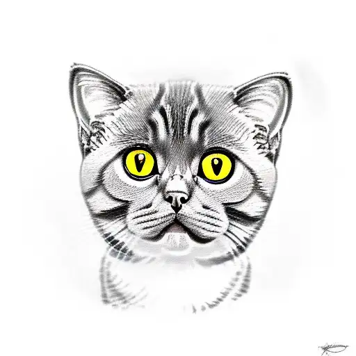 British Shorthair Cat tattoo design idea