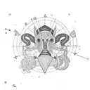 reiky symbol with scorpio constellation tattoo design idea