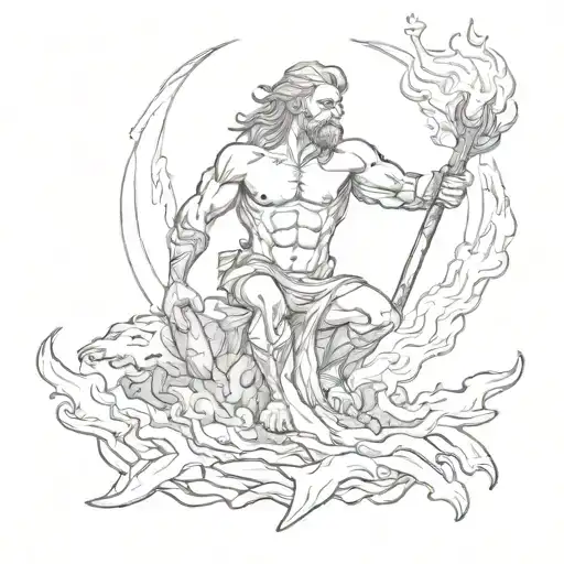Prometheus holding fire tattoo design idea
