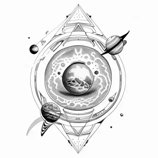 solar system rings for forearm tattoo design idea