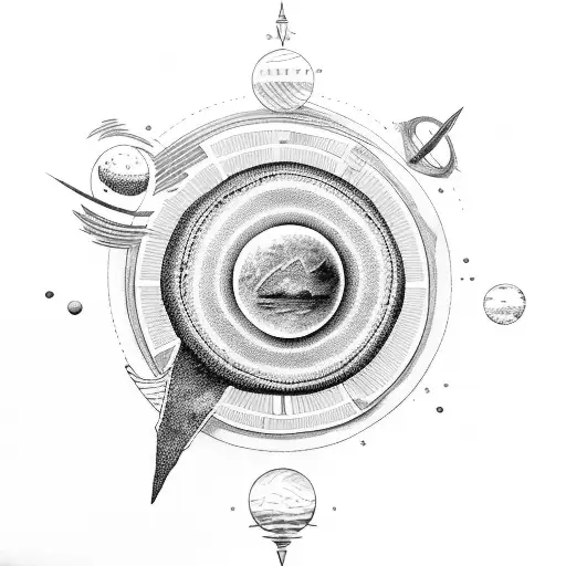 Solar system and greek mythology sleeve tattoo design idea