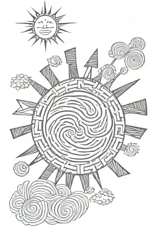 sun bars, pattern forming the shape tattoo design idea