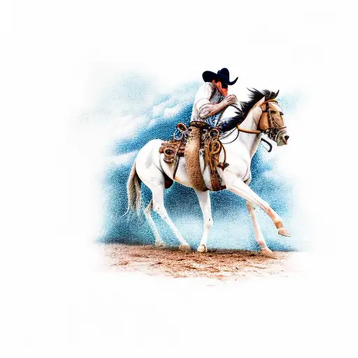 cowboy riding a bronco tattoo design idea