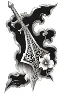 zelda master sword going through a silent princess flower  tattoo design idea