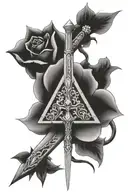 zelda master sword going through a silent princess flower  tattoo design idea