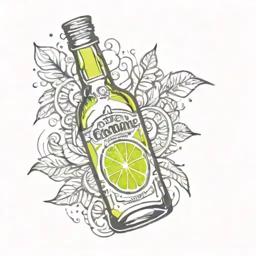 Black and white corona bottle with color lime  tattoo design idea