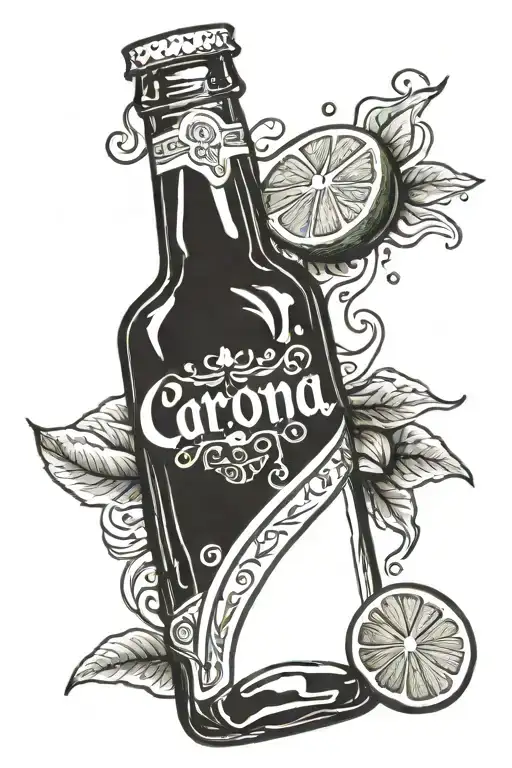 corona bottle with lime slice tattoo design idea