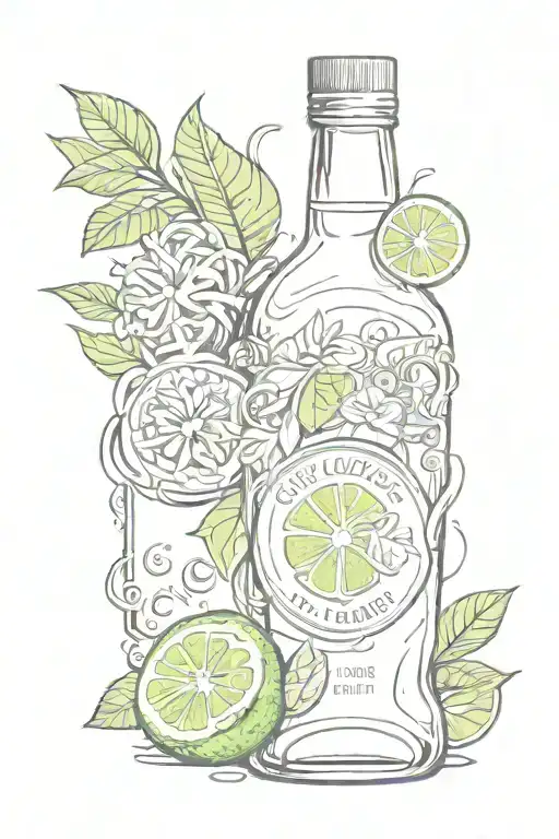 Black and white corona bottle with color lime  tattoo design idea