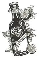 corona bottle with lime slice tattoo design idea
