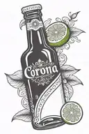 corona bottle with lime slice tattoo design idea
