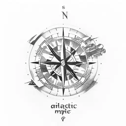 manly aviation and compass tattoo design idea