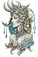 Freya goddess and neckle and Divine feminine  tattoo design idea