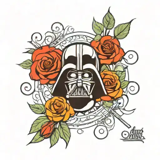 Darth vader grateful dead roses tattoo design idea