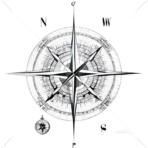 compass airplane tattoo design idea