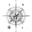 compass airplane tattoo design idea
