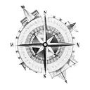 compass airplane tattoo design idea