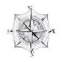 compass airplane mountains tattoo design idea