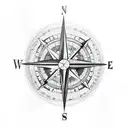 compass airplane mountains tattoo design idea