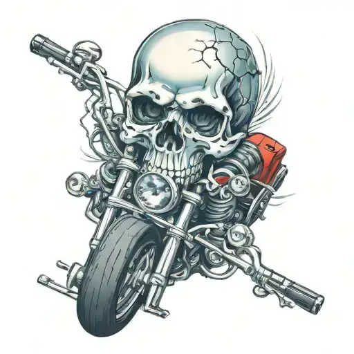 skull harley davidson motorcycle tattoo design idea