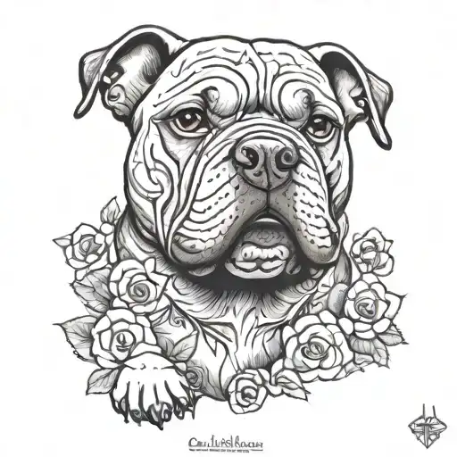 cachorro american bully sheipado  tattoo design idea