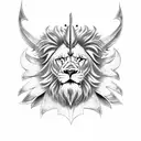 zulfiqar sword with angel wings on the ends and lion face ferocious in the middle of the sword tattoo design idea