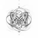 infinity symbol with hearts And J  tattoo design idea