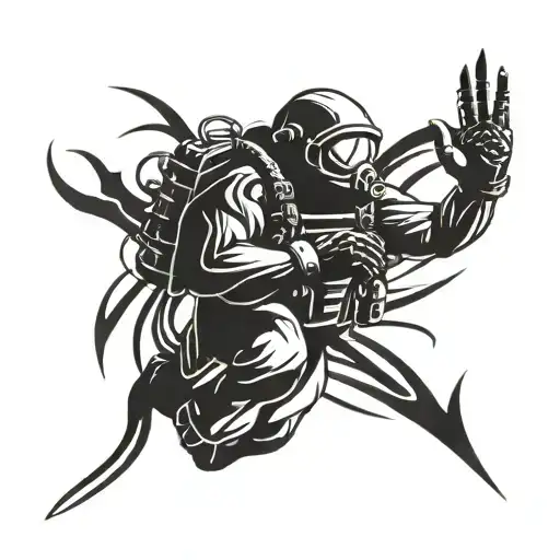 special forces diver combined tattoo design idea